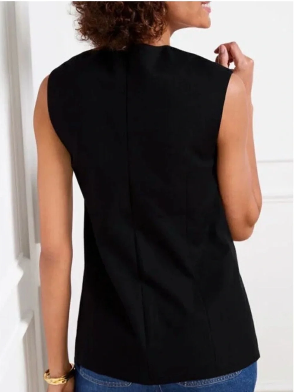 Talbots Black Button down Vest Sz 12 Tailored Fit Lined Sleeveless